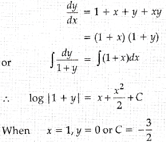 Find The Particular Solution Of The Differential Equation Dy Dx 1 X Y Xy Given That Y 0 When X 1 Sarthaks Econnect Largest Online Education Community