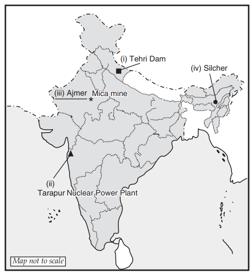 Tehri Dam In India Map A) Locate And Label The Place In The Given Outline Political Map Of India :  - Sarthaks Econnect | Largest Online Education Community
