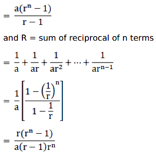 sum of reciprocals of n terms of gp