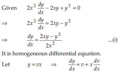 Solve The Following Differential Equation 2x 2 Dy Dx 2xy Y 2 0 Sarthaks Econnect Largest Online Education Community