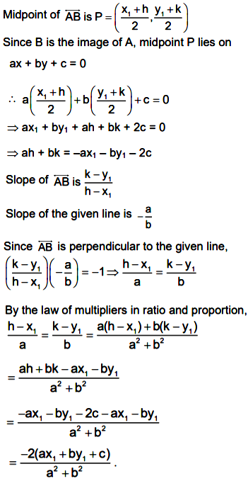 If H K Is The Image Of X1 Y1 W R T The Line Ax By C 0 Then Show That H X1 A K Y1 B Sarthaks Econnect Largest Online Education Community