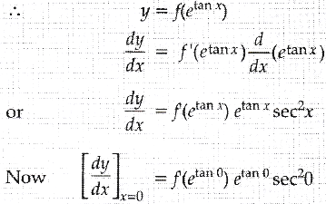 Find The Derivative Of F E Tan X W R T X At X 0 It Is Given That F 1 5 Sarthaks Econnect Largest Online Education Community