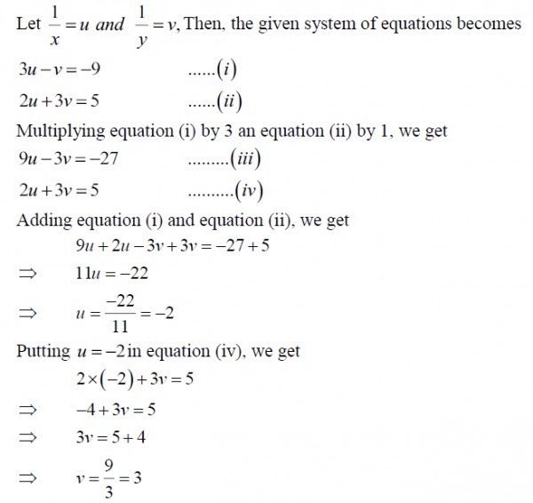 Solve The Following Systems Of Equations 3 X 1 Y 9 2x 3 Y 5 Sarthaks Econnect Largest Online Education Community