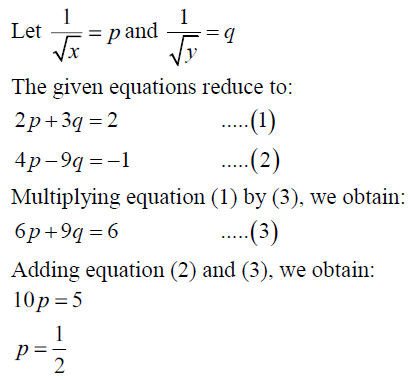 Solve The Following Systems Of Equations 2 X 3 Y 2 4 X 9 Y 1 Sarthaks Econnect Largest Online Education Community