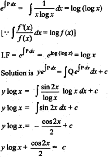 Solve The Linear Differential Equation Dy Dx Y X Log X Sin 2x Log X Sarthaks Econnect Largest Online Education Community