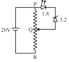 A potential divider circuit is connected with a dc source of 20 V,