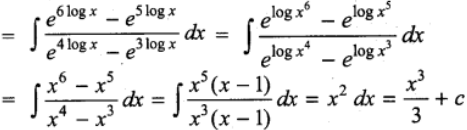 Bengali] Evaluate : int (e^(6log x)- e^(4logx))/(e^(3logx)- e^(log