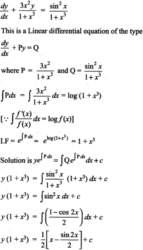 Solve The Linear Differential Equation Dy Dx Sin 2 X 1 X 3 3x 2 1 X 3 Y Sarthaks Econnect Largest Online Education Community