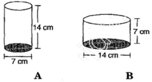 Diameter of cylinder A is 7 cm and the height is 14 cm.