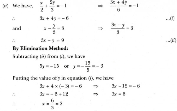 Solve The Following Pairs Of Linear Equations By The Elimination Method And The Substitution Method Ii X 2 2y 3 1 And X Y 3 3 Sarthaks Econnect Largest Online Education Community