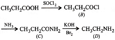 In a set of reactions propionic acid yielded a compound D. CH3CH2COOH ...