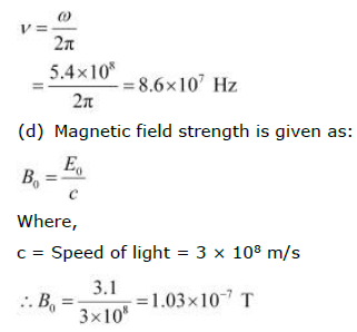 Suppose That The Electric Field Part Of An Electromagnetic Wave In Vacuum Is E 3 1 N C Cos 1 8 Rad M Y 5 4 10 6 Rad S T Capi Sarthaks Econnect Largest Online Education Community