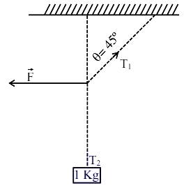 A 1 kg mass is suspended from the ceiling by a rope of length 4m.