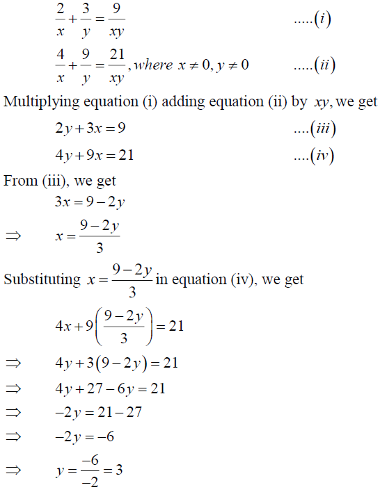 Solve The Following Systems Of Equations 2 X 3 Y 9 Xy 4 X 9 Y 21 Xy Where X 0 Y 0 Sarthaks Econnect Largest Online Education Community