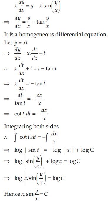 Solve The Following Differential Equation X Dy Dx Y X Tan Y X Sarthaks Econnect Largest Online Education Community