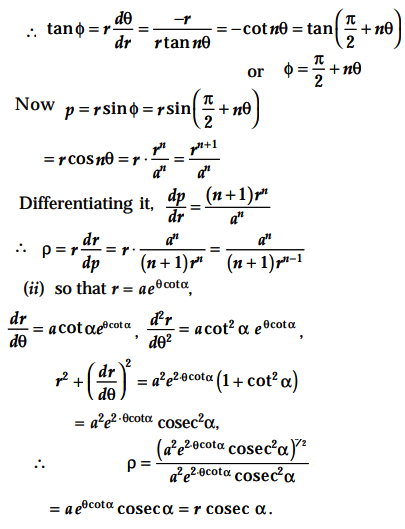 Find The Radius Of Curvature For The Following Curves I R N A Ncosn8 Ii R Ae 8 Cota Iii R 2 A 2 Cos28 Sarthaks Econnect Largest Online Education Community