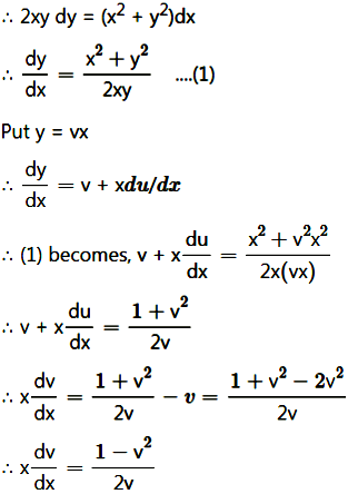 Solve The Following Differential Equation X 2 Y 2 Dx 2xy Dy 0 Sarthaks Econnect Largest Online Education Community