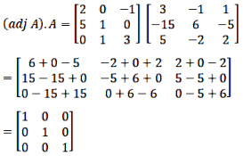 Find The Adjoint Of The Given Matrix And Verify In A. (Adj A) = (Adj A) =M  |A|.I. [(3,-1,1)(-15,6,-5)(5,-2,2)] - Sarthaks Econnect | Largest Online  Education Community