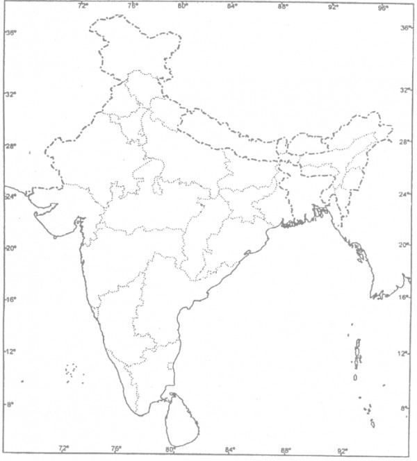 In the given outline map of India, locate the following carefully with ...