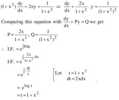 Solve The Following Differential Equation 1 X 2 Dy Dx 2xy 1 1 X 2 Given Y 0 When X 1 Sarthaks Econnect Largest Online Education Community