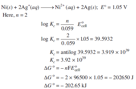 Determine The Values Of Equilibrium Constant Kc And G For The Following Reaction Sarthaks Econnect Largest Online Education Community