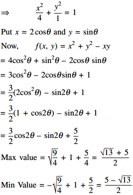 Let F X Y X 2 Y 2 Xy Where X And Y Are Connected To The Relation X 2 4y 2 4 Find The Greatest Value Of F X Y Sarthaks