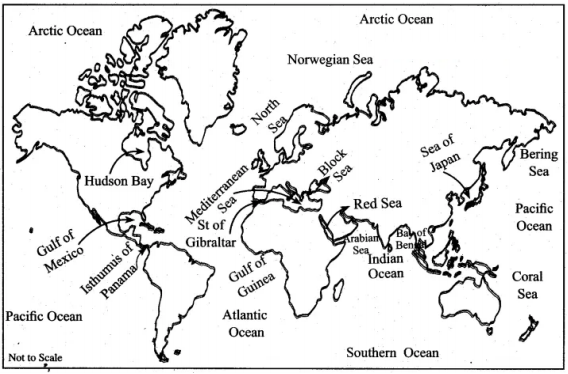 Black Sea In World Outline Map On The Given Outline Map Of The World, Label Oceans, Seas, Isthumus And  Straits. - Sarthaks Econnect | Largest Online Education Community