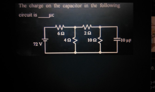 Charge on the capacitor in micro coloumb