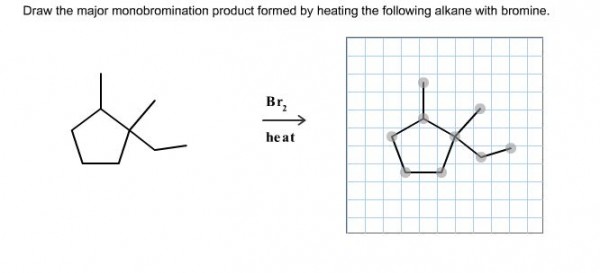 heating the following alkane with bromine