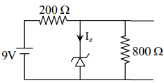The reverse breakdown voltage of a Zener diode is 5.6 V in the given