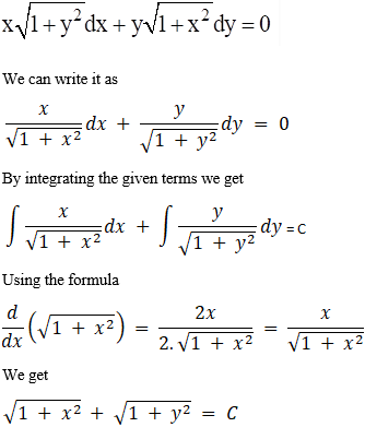 Find The General Solution Of Differential Equation X 1 Y 2 Dx Y 1 X 2 Dy 0 Sarthaks Econnect Largest Online Education Community