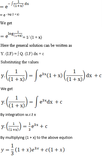 Find The General Solution Of Differential Equations 1 X Dy Dx Y E 3x 1 X 2 Sarthaks Econnect Largest Online Education Community