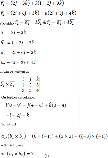 Show that the lines vector r1 = (2j - 3k) + λ(i + 2j + 3k) and vector
