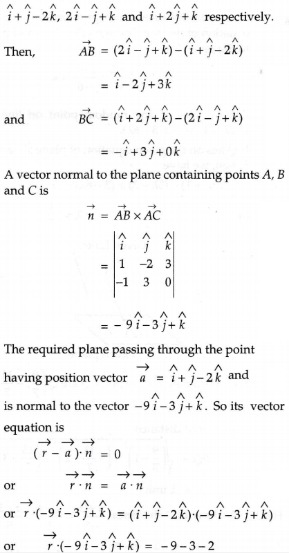 Find The Vector Equation Of The Plane Passing Through Three Points With Position Vectors I J 2k 2i J K And I 2j K Sarthaks Econnect Largest Online Education Community