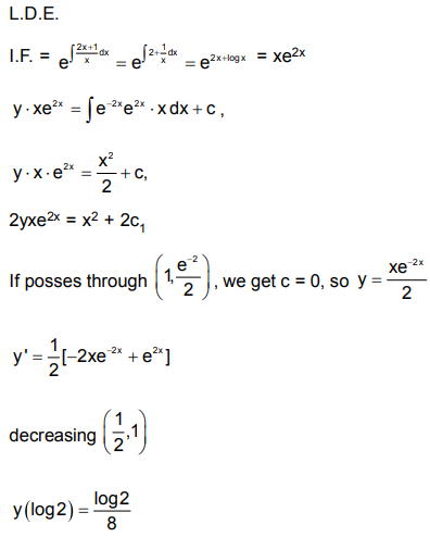 If Y X Is The Solution Of The Differential Equation Dy Dx 2x 1 X Y E 2x X 0 Where Y 1 1 2 E 2 Then Sarthaks Econnect Largest Online Education Community