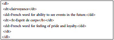 example of defination term list