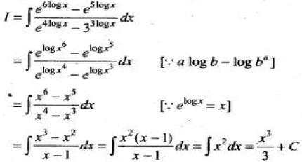 Integral e^5log x - e^4log x / e^3log x - e^2logx