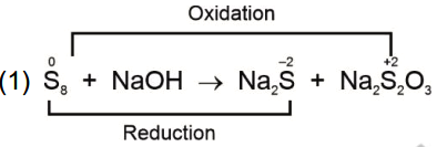 S8 disproportionate into H2S2O3 and S2- in alkaline medium