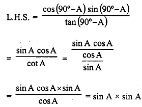 the value of sin(90°-a) is