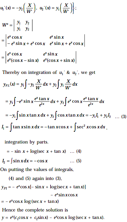 Solve Y 2y 2y E X Tanx By Variation Of Parameter Sarthaks Econnect Largest Online Education Community