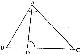△ABC की भुजा BC पर AD रेखा इस प्रकार है कि ∠ADC = ∠BAC