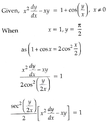 Find The Particular Solution Of The Differential Equation X 2dy Dx Xy 1 Cos Y X X 0 When X 1 Y Pi 2 Sarthaks Econnect Largest Online Education Community