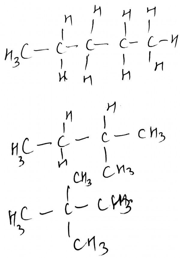 How many structureisomers are possible for pentane whose molecular