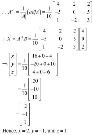 Solve System Of Linear Equations Using Matrix Method X Y Z 4 2x Y 3z 0 X Y Z 2 Sarthaks Econnect Largest Online Education Community