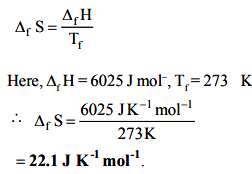 Calculate the entropy change involved in conversion of one mole (18 g) of  solid ice at 273 K to liquid water - Sarthaks eConnect