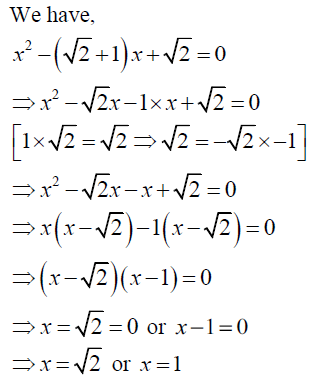 Solve the following quadratic equations by factorization: x^2-(√2+1)x+√2=0