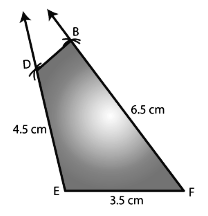 Construct a quadrilateral BDEF, where DE = 4.5 cm, EF = 3.5 cm, FB = 6.5 cm,  ∠F = 50° and ∠E = 100°. - Sarthaks eConnect | Largest Online Education  Community