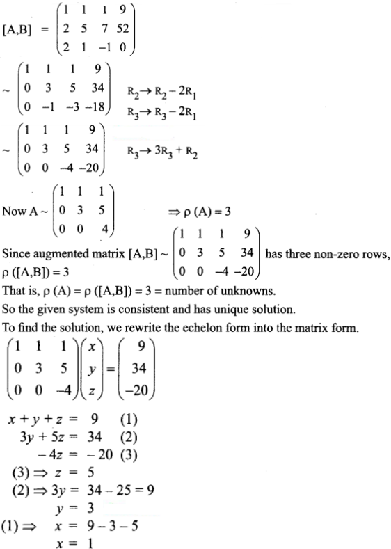 Solve The Following System Of Equations By Rank Method X